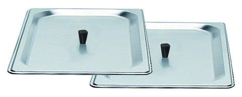 BroilKing SL-2 1/2 Size Buffet Server Lids | Countertop Food Serving Display Holder for Restaurant Hotel Catering | Fits 1/2-Size Chafing Pans | 12.88"W x 10.5"D x 2.5"H, Stainless Steel (Pack of 2)