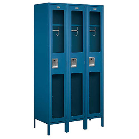 Salsbury Industries S-51368BL-A 15" Single Tier, 3 Wide x 6 Feet High x 18 Inches Deep, Assembled See-Through Metal Locker, Blue