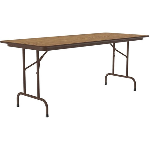 Correll 30"x96" Commercial Duty Small Folding Table, Medium Oak Melamine Top, 5/8" Thick Core, Made in USA, Portable, Strong Steel Apron (CF3096M-06)