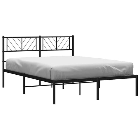 vidaXL Full Metal Bed Frame with Headboard and Stable Slats, Under Bed Storage Space, Sturdy Steel Construction and Easy Assembly, Minimalist Style, Black, 12'' High, Without Mattress