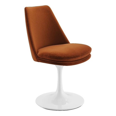 Modway Lippa Velvet Swivel Dining Side Chair in White Rust - Armless Accent Chair with Stain-Resistant Performance Velvet Upholstery - 360° Rotating Office Chair
