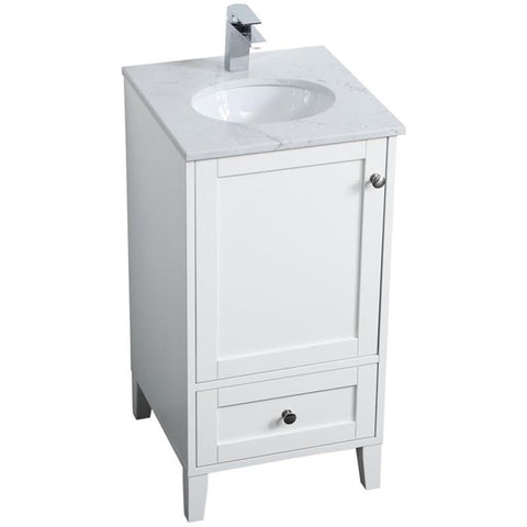 Elegant Decor Sommerville 18" Single Quartz Top Bathroom Vanity in White