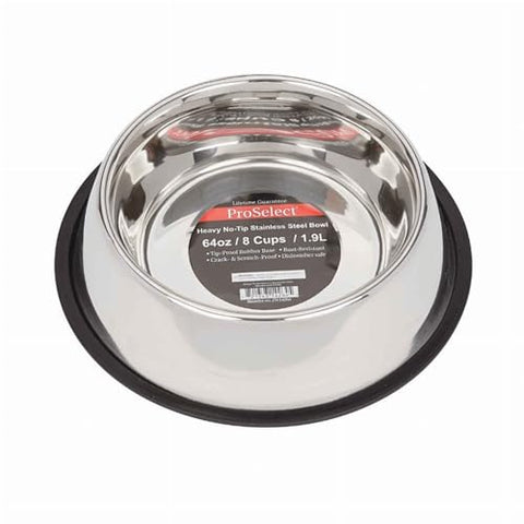 ProSelect Stainless Steel X-Super Heavyweight Non-Tip Pet Bowl, 8-Inch, 2-Quart