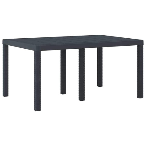 vidaXL Garden Table Anthracite 59.06 x 39.37 x 28.74 in Poly Rattan, Modern Garden Table, Rectangular, Durable Poly Rattan Dining Furniture for Outdoor Patio, Weather-Resistant Seating Area