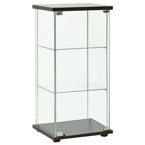 vidaXL 3-Layered Storage Cabinet â€“ Black and Transparent, Tempered Glass Elegant Book Cabinet â€“ Easy to Clean, Modern and Stable Household Organizer Suitable for DVDs, Books and Gadgets