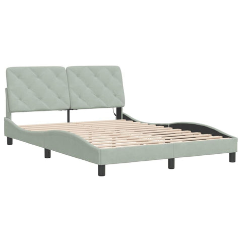 vidaXL Bed Frame with LED Without Mattress, Platform Bed Frame with Back Support, Bed Base, Bedroom Furniture for Double Bed, Mattress Foundation, Light Gray 53.9"x74.8" Full Velvet