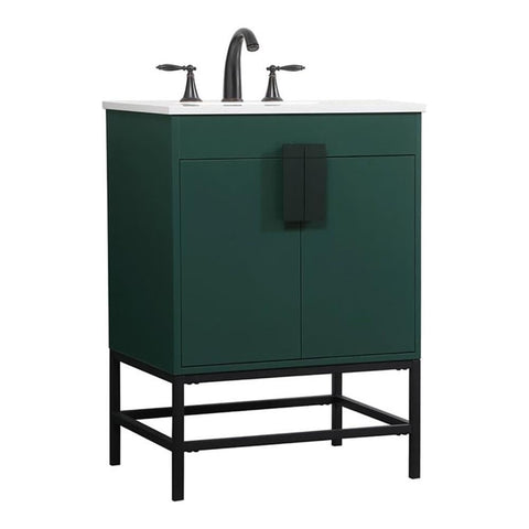 Elegant Decor Indoor Modern Under Sink Bathroom Fixtures Storage Organizer Cabinet 32 inch Single Bathroom Vanity - White with backsplash