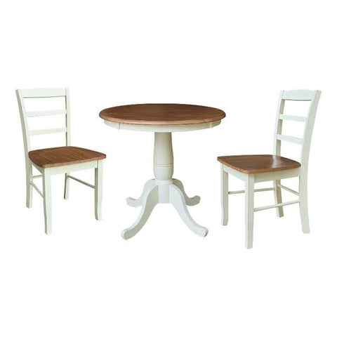 IC INTERNATIONAL CONCEPTS 30" Round Pedestal Dining Table with 2 Madrid LadderBack Chairs Multi Color