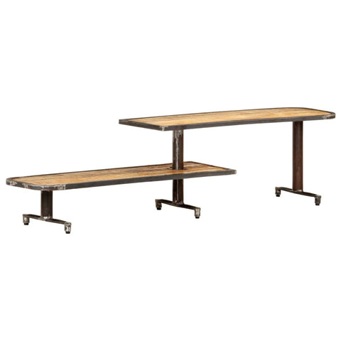 vidaXL Solid Wood Mango TV Stand - Distinctive Industrial Design with Ample Storage - Convenient Media Unit for Living Room or Bedroom