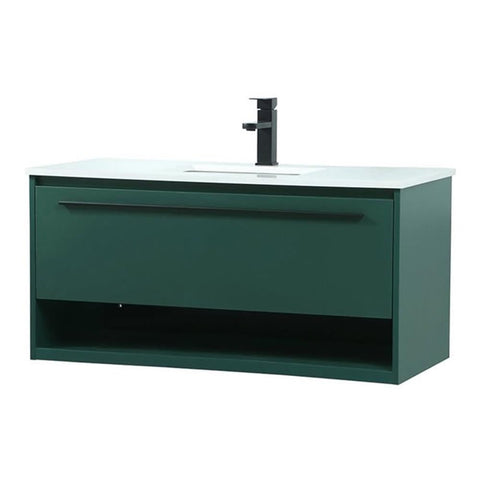 Elegant Decor Roman 40" Aluminum Alloy MDF Single Bathroom Vanity in Green