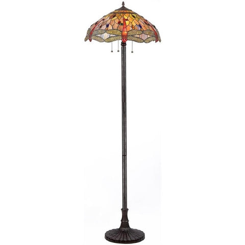 CHLOE Lighting, CH2825DB18-FL3CHLOE Lighting Tiffany-Style Dragonfly 3-Light Floor Lamp, 63" x 18" x 18"