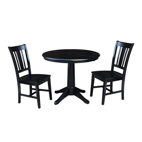 International Concepts 36" Round Extension Dining Table with 2 San Remo Chairs