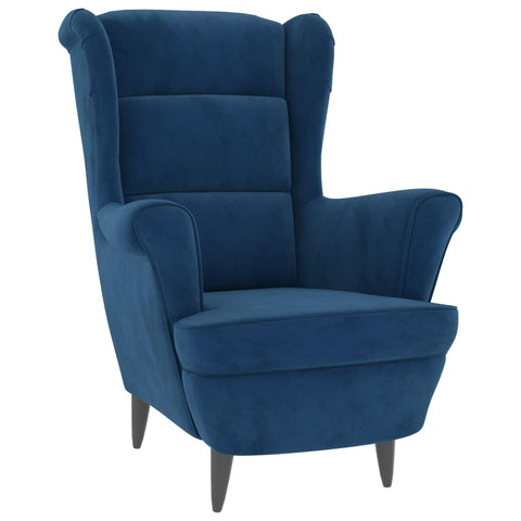 vidaXL Modern Velvet Armchair in Blue - Stylish and Comfortable Seating Solution with Plywood Frame and Padded Seat