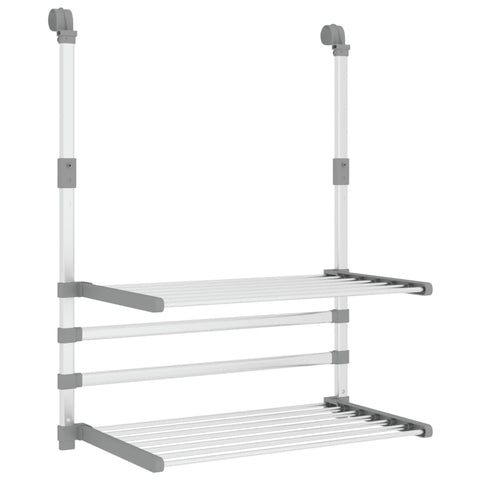 vidaXL Hanging Aluminum Drying Rack for Balcony, Foldable and Retractable Design, Multiuse Door Hook Included, Easy Assembly, Lightweight - 21.3"x9.8"x16.5"