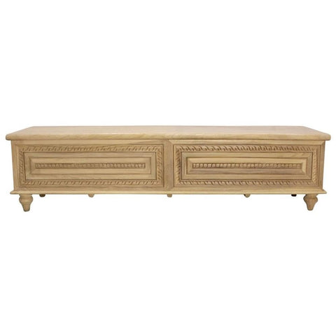 Moti Noelle 71" Storage Bench in Traditional Distressed White on Teak Solid Wood