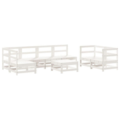 vidaXL Patio Lounge Set 8 Piece, Patio Furniture Set with Coffee Table, Wooden Outdoor Sofa for Garden Lawn Backyard Terrace, White Solid Wood Pine