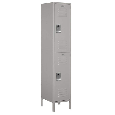 18 Inch Wide Double Tier Standard Metal Locker - 1 Wide - 6 Feet High - 18 Inches Deep - Gray - Assembled