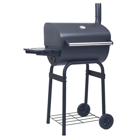 vidaXL Outdoor Charcoal BBQ Grill with Integrated Thermometer - Movable, Durable Powder-Coated Steel Smoker and Grill - Easy Assembly - Black