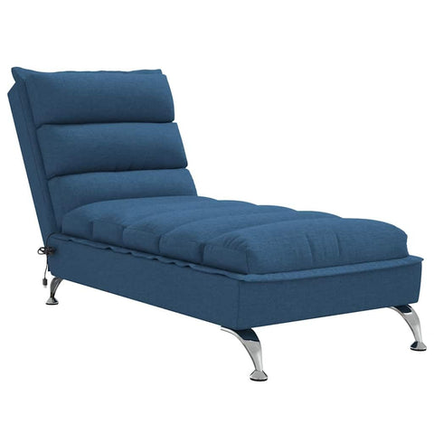 vidaXL Massage Chaise Lounge - Blue Modern Fabric Recliner Chair - Vibration Massage - Plywood Slats - Chromed Metal Legs - Living Room/Bedroom Furniture - Foam Filled - 52.6""x22""x29.1"", 379481