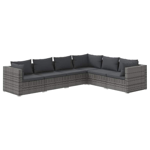 vidaXL Gray Garden Lounge Set with Waterproof Poly Rattan, Powder-Coated Steel Frame & Comfortable Cushions, Anthracite -Includes Corner/Middle Sofas&Footrests