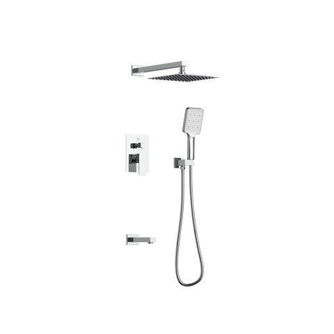 Elegant Lighting Petar Complete Shower and Tub Faucet with Rough-in Valve in Chrome