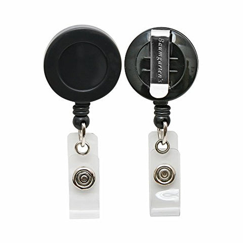 Id Slide-Style Belt Clip Card Reels 30 inch Extension Black 25/pack