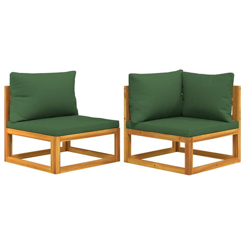 vidaXL 2-Piece Patio Sofa Set with Cushions in Solid Acacia Wood - Comfortable & Modular Outdoor Lounge Furniture with Easy Assembly and Longevity