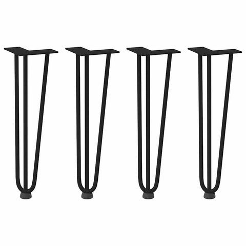 vidaXL - Solid Steel Hairpin Table Legs 16.5" Black - Modern Adjustable Table Base with Pre-Drilled Holes for Home/Office/Garden