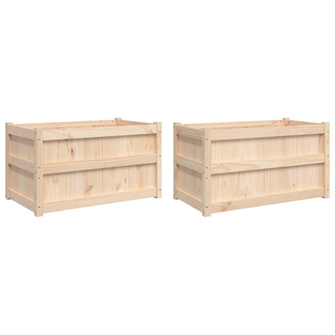 vidaXL Garden Planters Outdoor Flower Box for Terrace - 2 pcs Solid Pine Wood - Rustic Brown Rectangular Planters for Gardens, Balconies, Patios - 35.4"x19.7"x19.7" - Assembly Required