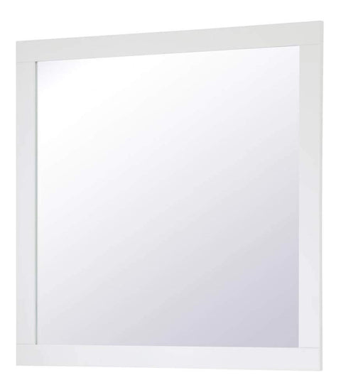Elegant Decor Aqua 36" Square Wood Frame Bathroom Mirror in White
