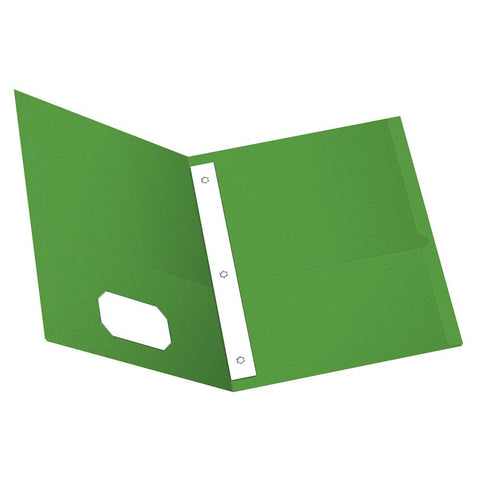 Oxford Twin Pocket Folders with Fasteners, Letter Size, Light Green, 25 per Box (57703)