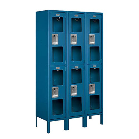 Salsbury Industries S-62352BL-U 12" Double Tier, 3 Wide x 5 Feet High x 12 Inches Deep, Unassembled See-Through Metal Locker, Blue