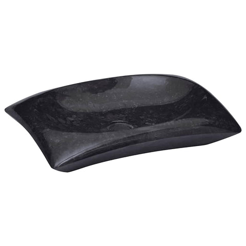 vidaXL Sink, Wash Basin Vessel Sink, Above Counter Vanity Sink for Bathroom Washroom, Bathroom Basin, Black 19.7"x13.8"x3.9" Marble