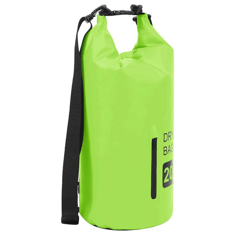 vidaXL PVC Dry Bag with Zipper â€“ Protective, Durable and Lightweight Storage for Boating or Surfing - Green, 5.3 Gallon Capacity