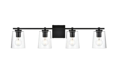 Living District Kacey 4-Light Iron & Glass Bath Sconce in Black/Clear