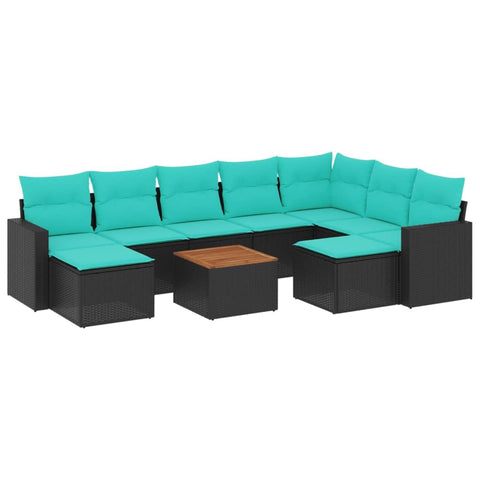 vidaXL Patio Sofa Set with Cushions 10 Piece, Outdoor Conversation Set, Patio Sectional Sofa for Balcony Garden, Black Poly Rattan