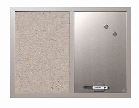 Designer Combo Fabric Bulletin/Dry Erase Board 24 x 18 Multicolor/Gray Surface Gray MDF Wood Frame