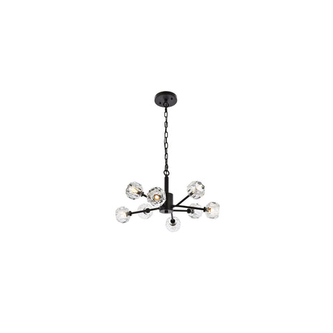 Elegant Lighting Graham 8-Light Modern Crystal/Iron Pendant in Black