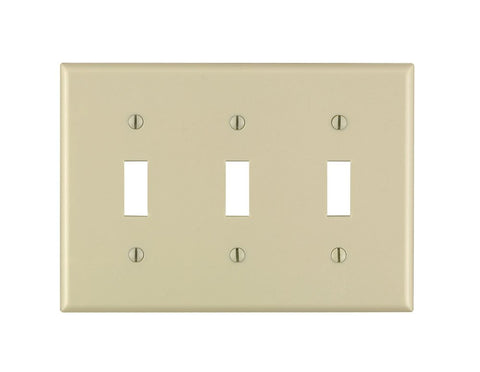 Leviton 3-Gang Toggle Device Switch Wallplate, Standard Size, Thermoset, Device Mount, 86011, Ivory