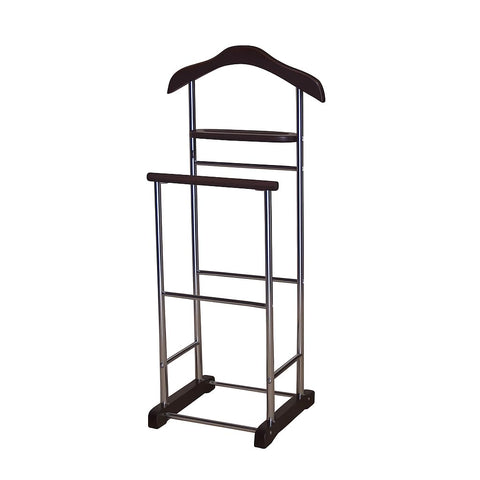 Proman Product Twin Valet with Wooden Hanger Tray & Trouser Bar, Walnut