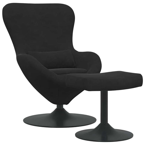 vidaXL Egg Chair with Footstool Black 24,80 x 28,74 x 35,43 in Velvet, Modern Lounge Chair, Stylish Seating, Velvet, Comfortable Egg, Swivel for Relaxing Home
