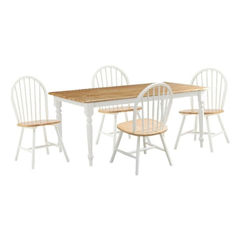 Boraam Farmhouse 5-Piece Dining Room Set, White/Natural