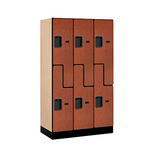 Salsbury Industries Double Tier 'S' Style Designer Wood Locker, Cherry, 5' 3" x 18"
