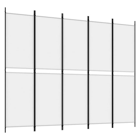 vidaXL 5-Panel Room Divider White 98.4"x78.7" Fabric