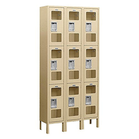 Salsbury Industries S-63368TN-U Triple Tier 36-Inch Wide 6-Feet High 18-Inch Deep Unassembled See Through Metal Locker, Tan Brown