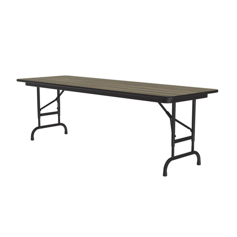 Correll 24"x60" Commercial Duty Adjustable Height Folding Table, Colonial Hickory HP Laminate Top, Heavy 3/4" Core, Made in The USA (CFA2460PX-53)