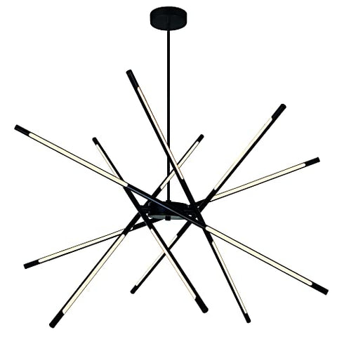 CWI Lighting Oskil 43 Inch Integrated LED Chandelier in Black Finish – Modern Geometric Pendant Light for Dining Room, Kitchen, or Entryway