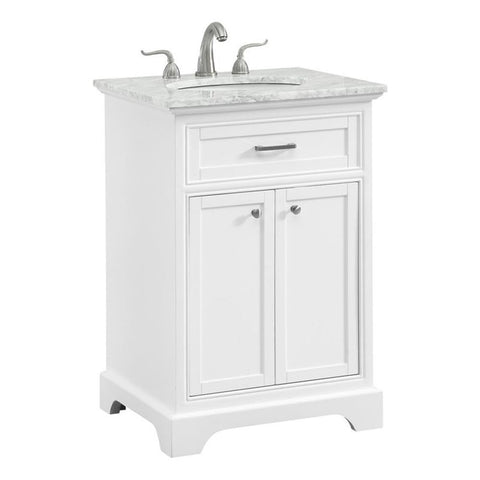 Elegant Decor Americana 24" Wood Single Bathroom Vanity in White