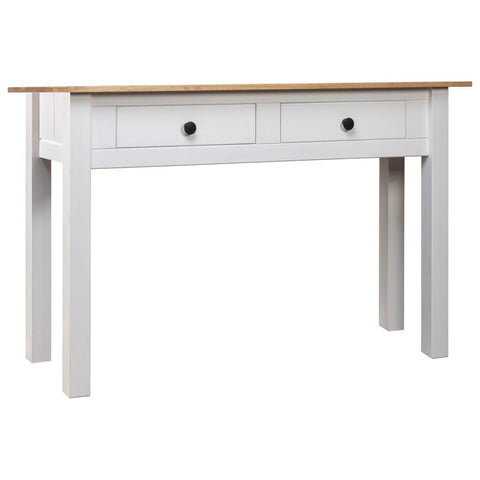 vidaXL Console Table – White Solid Pinewood – Compact Design with 2 Drawers – Ideal for Living Room Decor – Scandinavian Style Sideboard/Side Table