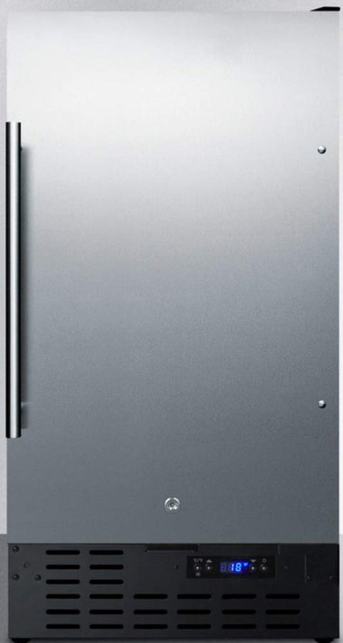 Summit Appliance FF1843BSSADA ADA Compliant 18" Wide Built-in Undercounter All-refrigerator with Stainless Steel Door, Black Cabinet, Digital Thermostat, Automatic Defrost and Front Lock